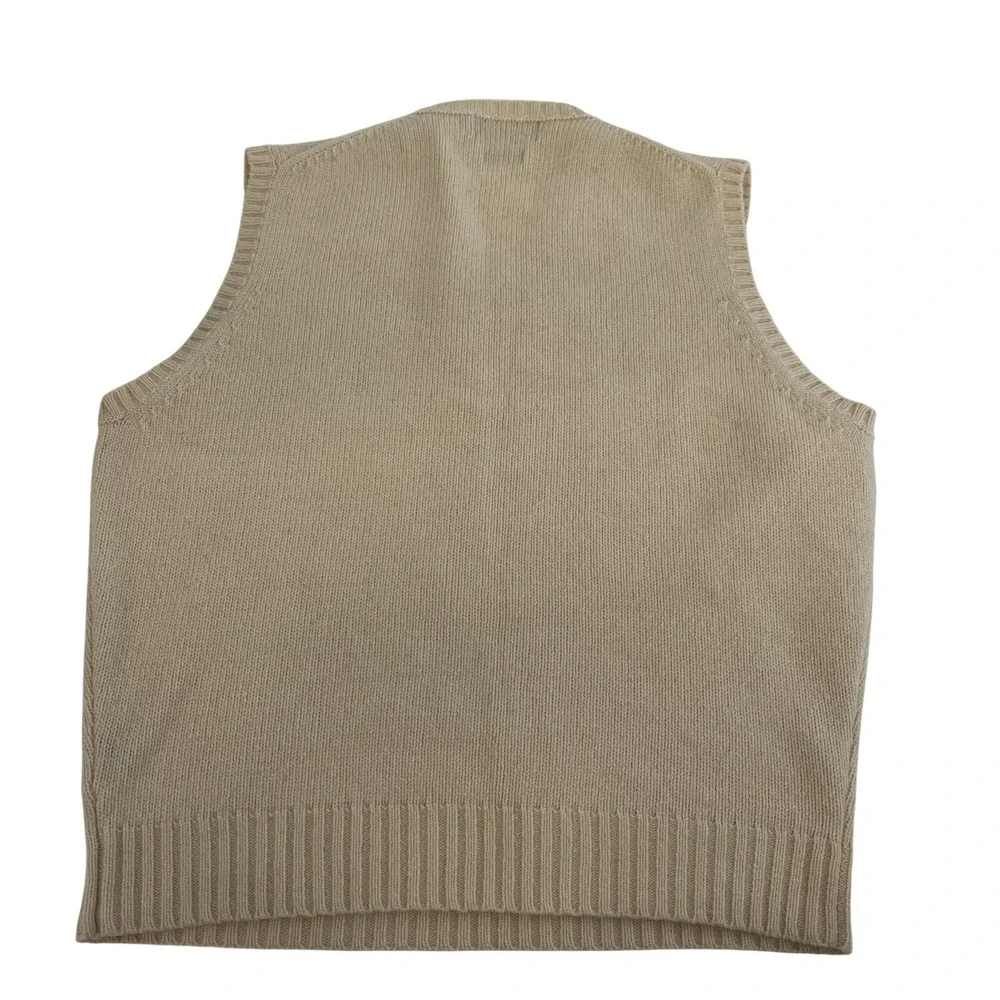 Polo Ralph Lauren Sweater Vest Mens Large Beige Lambswool V Neck Knit‎ Pullover